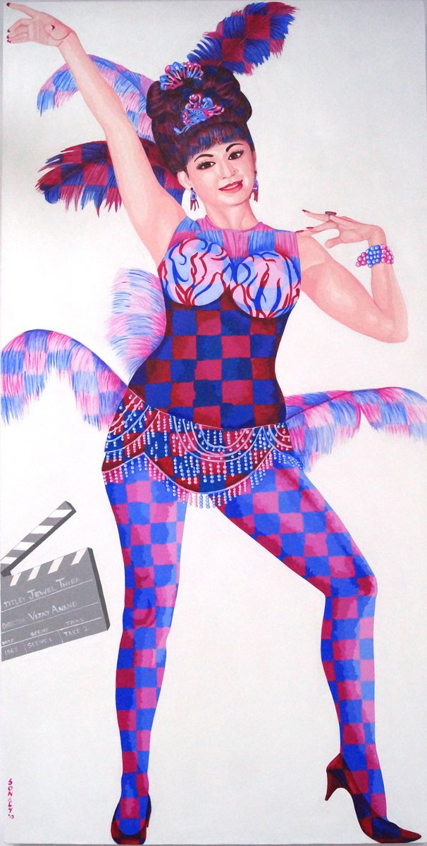 Expressive Portrait Acrylic Painting By Sonaly Gandhi, 30 X 60", Helen, Original Artwork