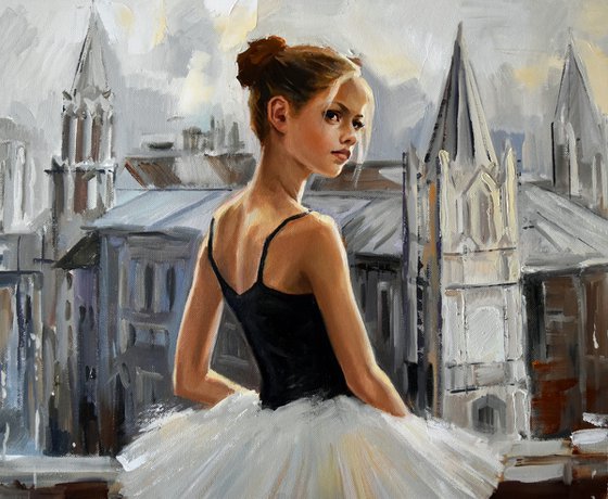 Lovely city of small ballerina