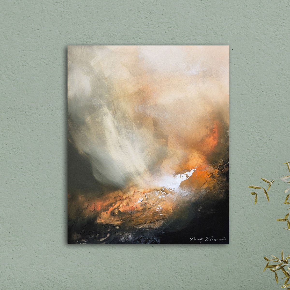 Abstract Landscape Oil Painting By Verity Westwood, 18 X 22", Warm Embrace, Original Artwork