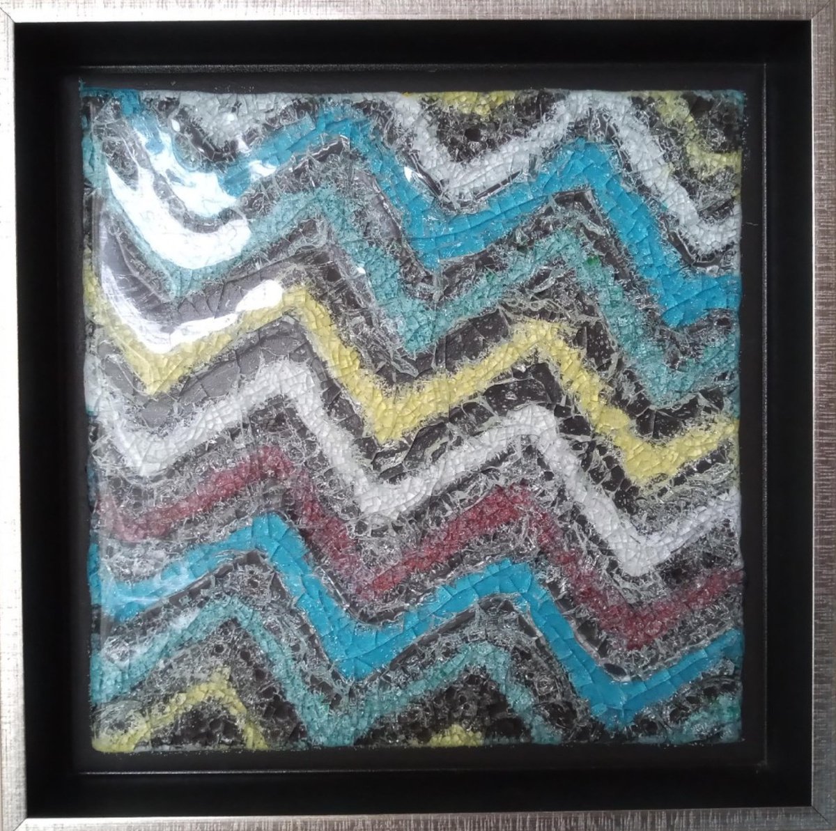 Geometric Abstract Relief By Rossitza Trendafilova, 9 X 9", "Waves Ii", Original Artwork