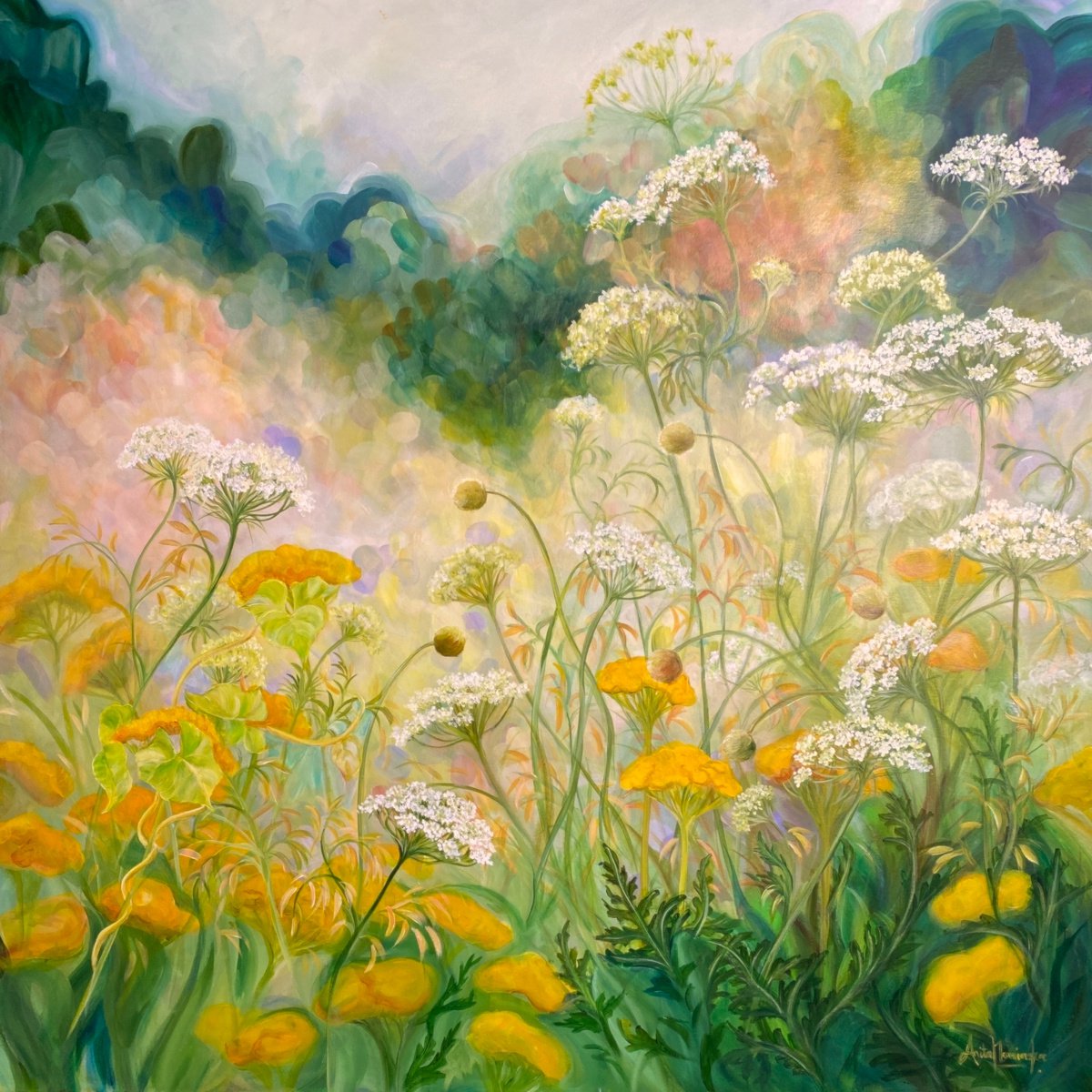 Replenish- Summer garden Nature painting by Anita Nowinska