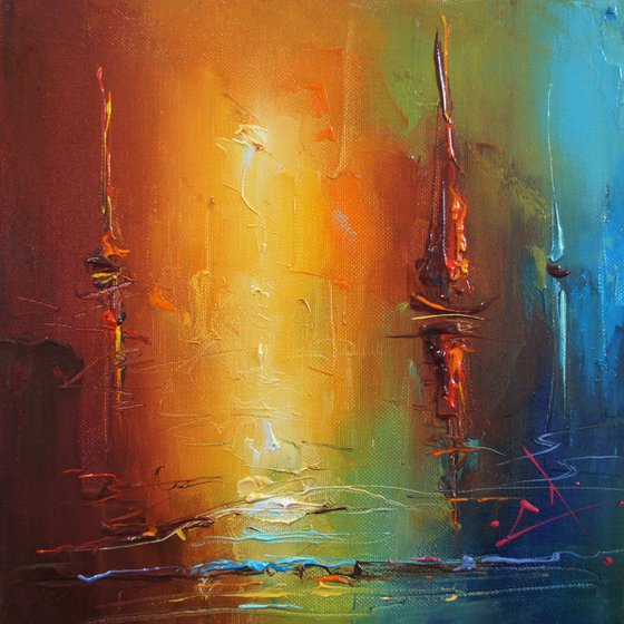 Lunar boats, Abstract Oil Painting on Canvas