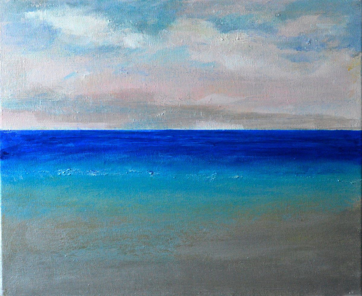 Abstract Landscape Acrylic Painting By Cristian Valentich, 18 X 15, Calm In Fall, Original Artwork