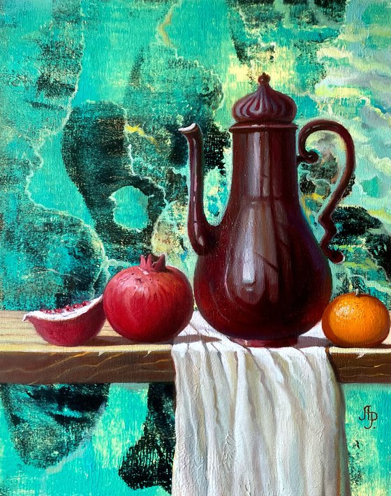 Still life with a copper jug