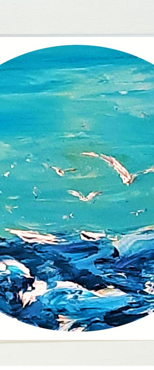 Seagull's Sky - semi abstract seascape by Niki Purcell