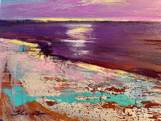 Bright landscape - "Summer evening" - Minimalistic seascape - 50x70cm - 2021