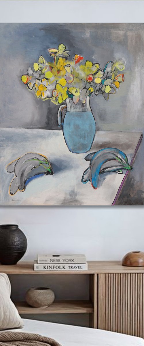 Daffodils and bananas by Artem Andreichuk