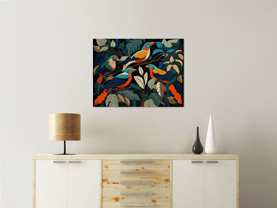 Birds in a rainforest |  23,5"x31,5" (60x80 cm)