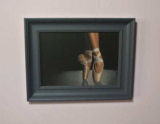 Ballet Feet, Figurative Oil Painting, Ballerina, Dance, Framed and Ready to Hang