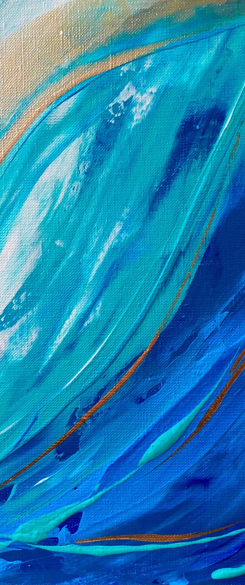 ON THE GOLD COAST - Abstraction. Sea. Very Peri. Ocean waves. golden lines. Coast. Flow. Decor. by Marina Skromova