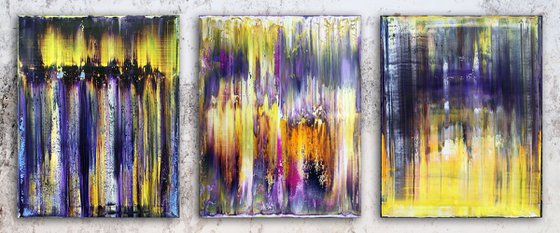 "Transmutation" - FREE USA SHIPPING + Save As A Series - Original PMS Abstract Triptych Oil Paintings On Canvas - 48" x 20"