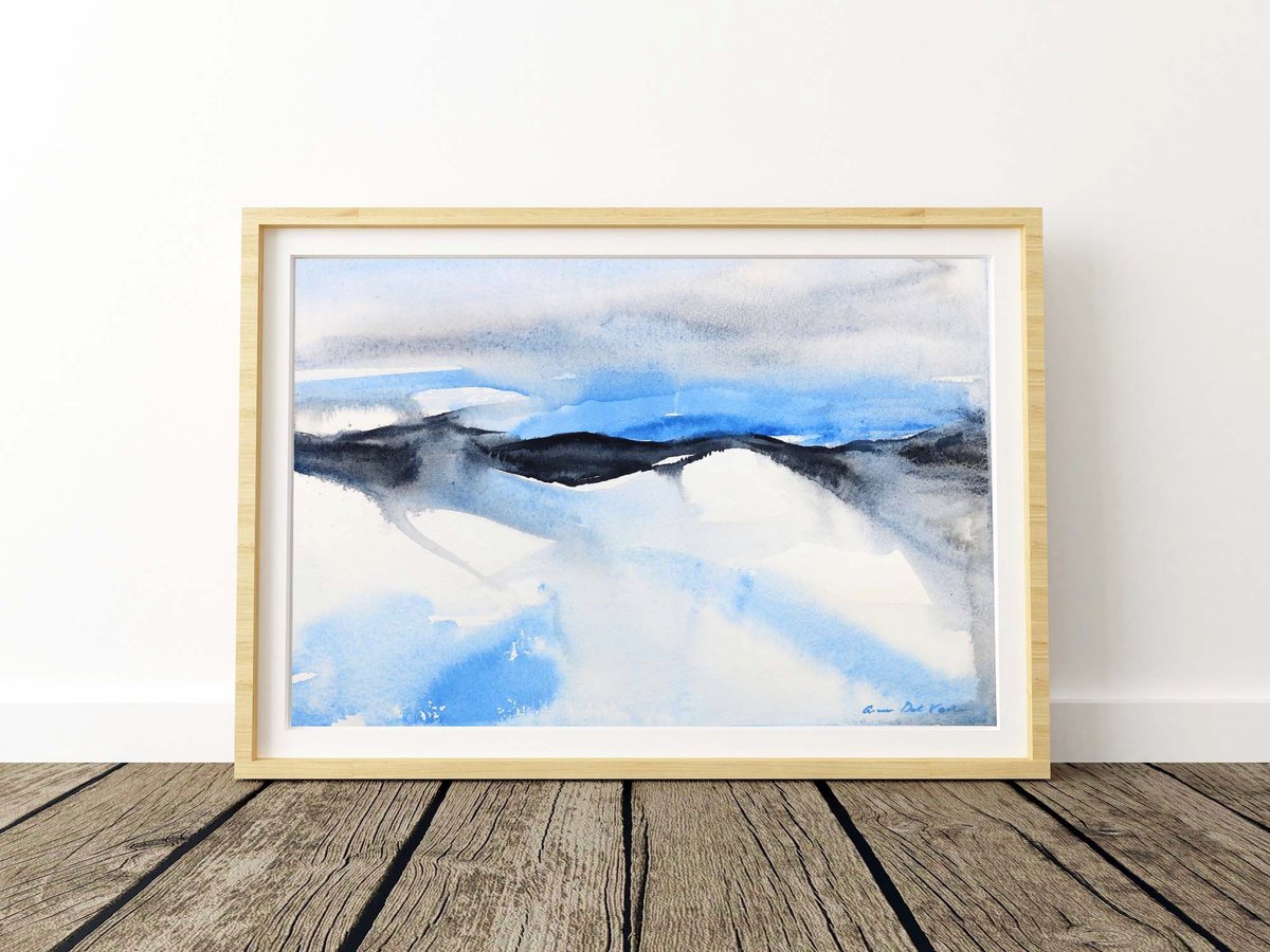 Abstract landscape Painting Snow on the Malvern Hills by Aimee Del Valle