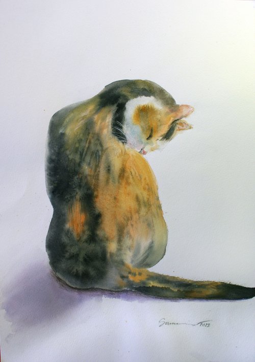 CAT VII / FROM THE ANIMAL PORTRAITS SERIES / ORIGINAL PAINTING by Salana Art Gallery