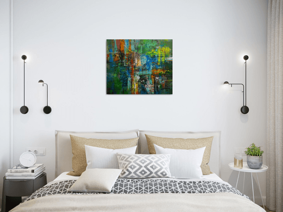 Fairy, Abstract Oil Canvas, Green Tones, Home modern interior art