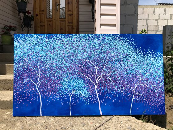 Blue winter forest