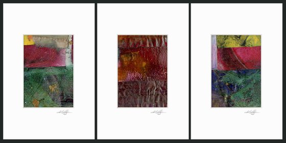 Abstract Collage Collection 4 - 3 Small Matted paintings by Kathy Morton Stanion
