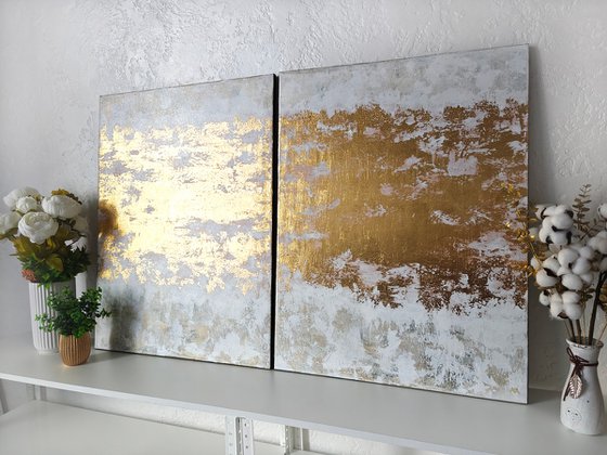 White and gold diptych