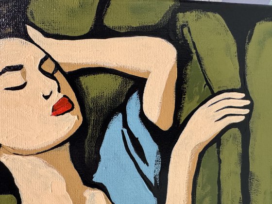 "Woman and Cat" 12x12in