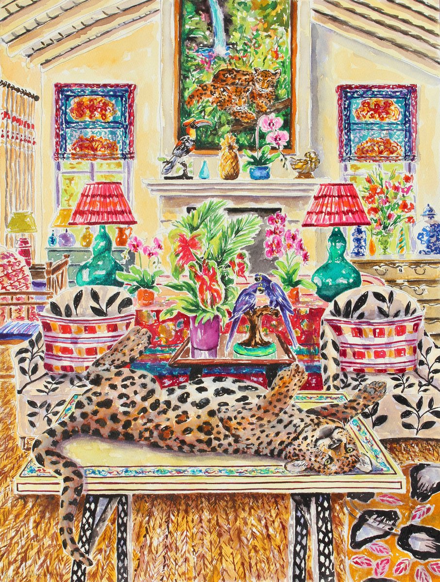 Impressionistic Animal Watercolour By Kristen Olson Stone, 18 X 24", A Cat