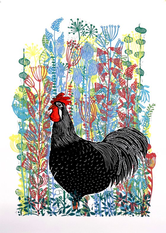 Rooster and Hen print set
