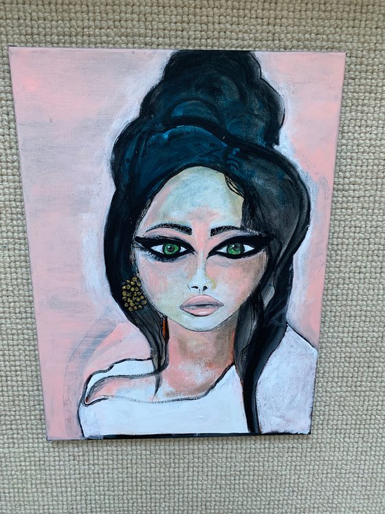 Big Eyes Woman Portrait Original Painting Inspired by Margaret Keane Copy Art Home Decor, Wall Art Decor Gift Ideas Etsy Finds Woman Artist