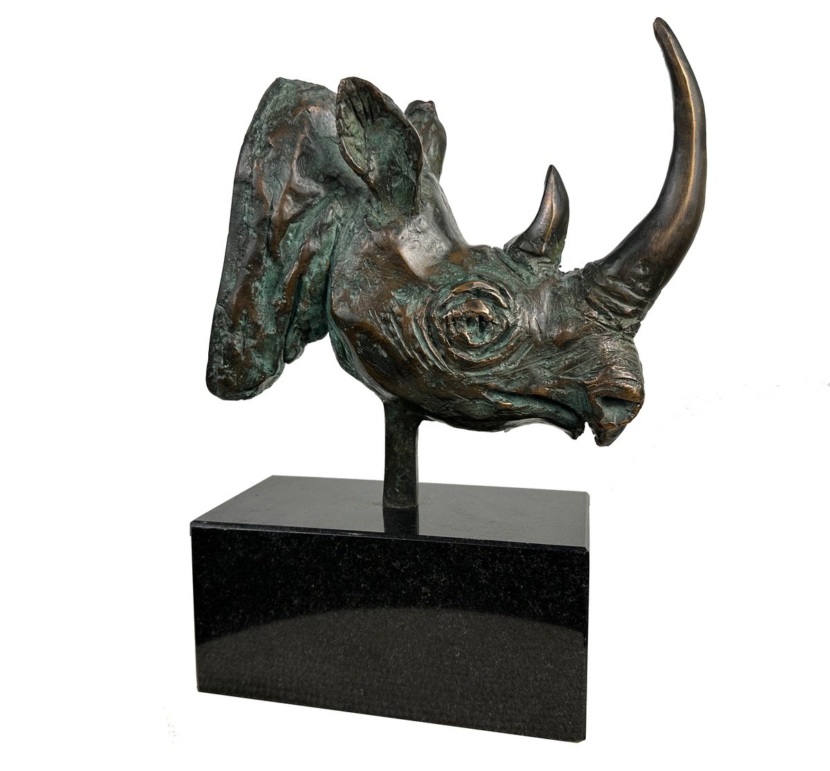 Expressive Animal Sculpture By Toth Kristof, 6 X 10", Rhino-Head, Original Artwork