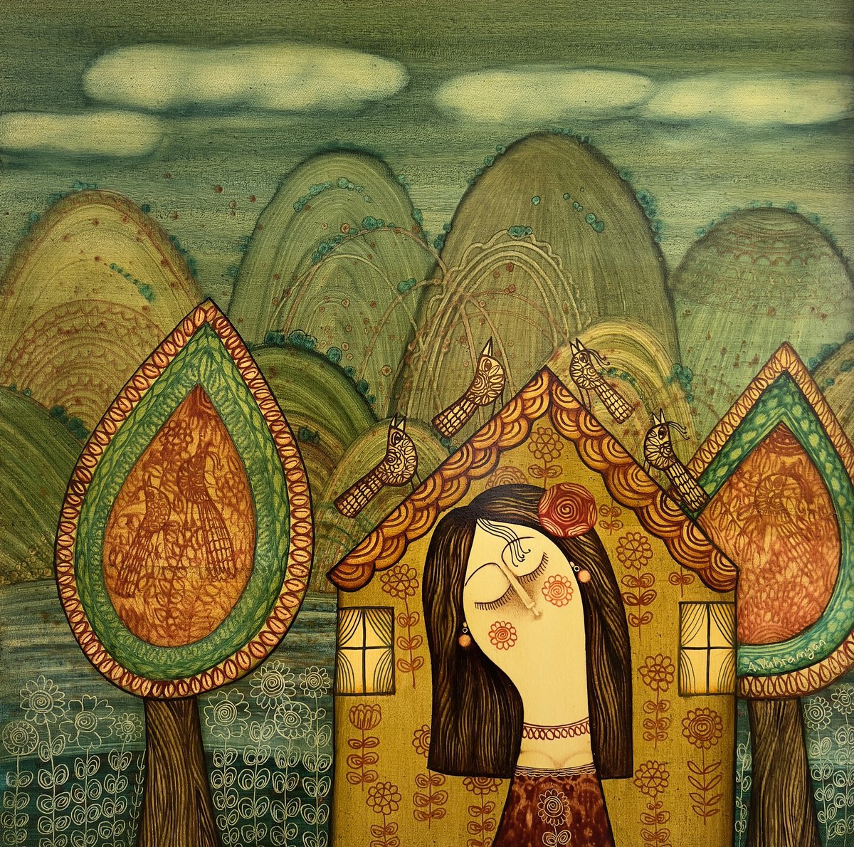 Impressionistic Landscape Oil Painting By Armen Vahramyan, 24 X 24, Fairy Tale Serenity, Original Artwork