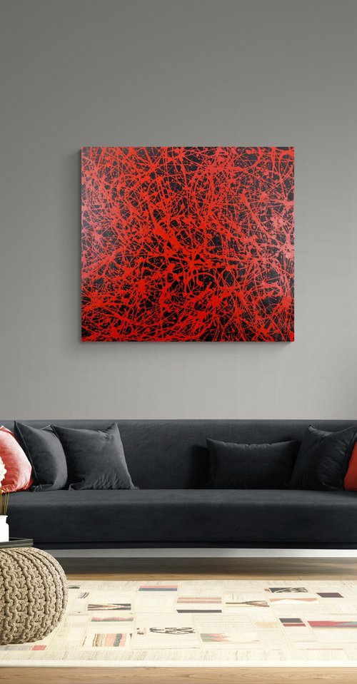 Extra large abstract artwork  (red and black) by Alessandro Butera