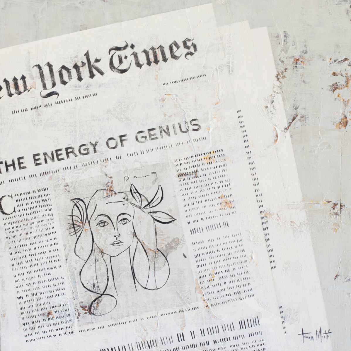 Illustrative Portrait Oil Painting By Tomasa Martin, 12 X 12", This Is Picasso, Original Artwork