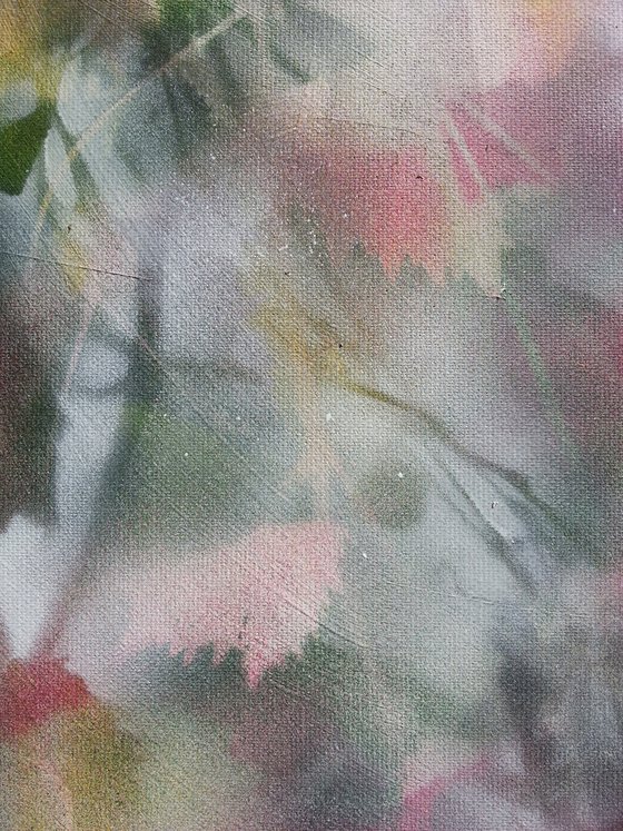 "Nature feuillages 5" - Modern foliages -  Contemporary floral abstract spray-paint and acrylic READY TO HANG interior decoration home design Wall art Dream garden