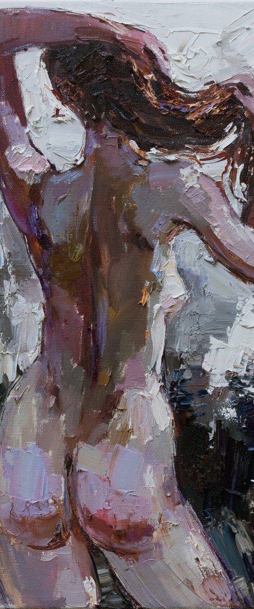 Nude woman oil painting by Anastasiia Valiulina