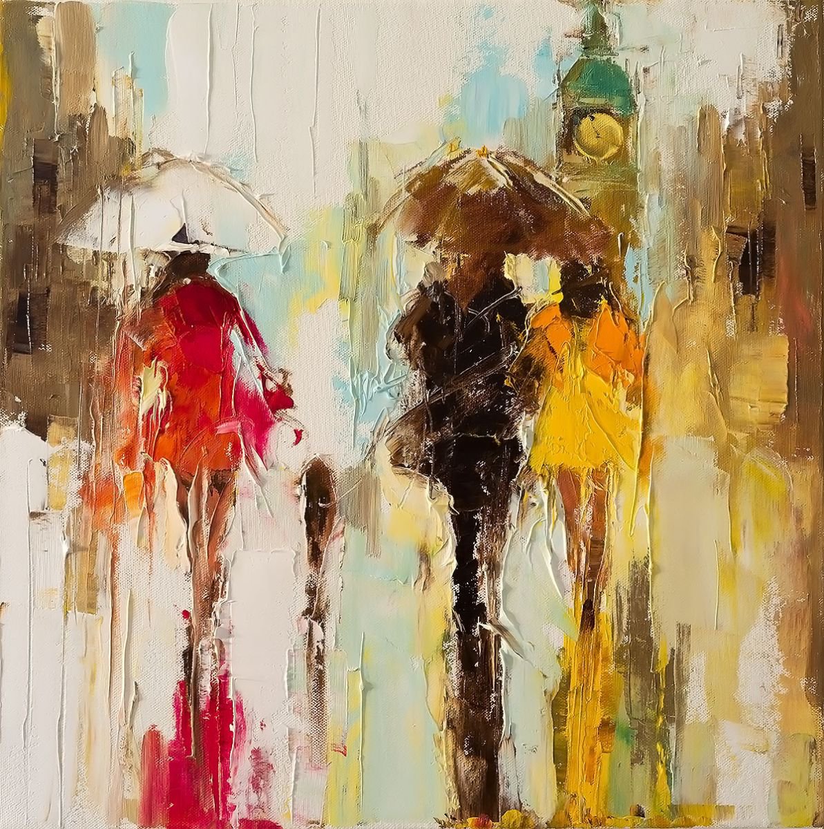 'London lovers in the Rain' by Ewa Czarniecka | Artfinder