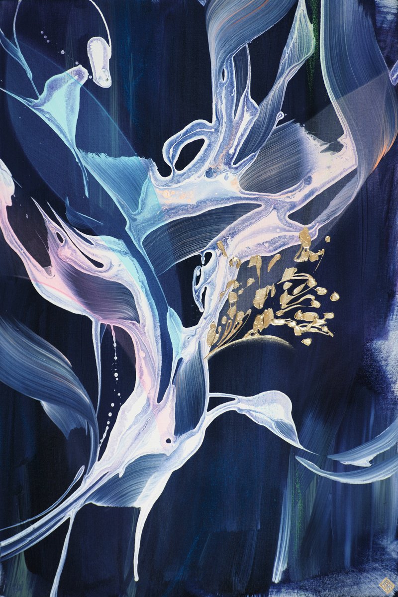 Abstract Acrylic Painting By Novi Lim, 24 X 36", Fervedoura Ii, Original Artwork