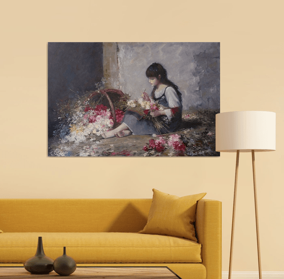 My flowers world(120x80cm, oil painting, palette knife)