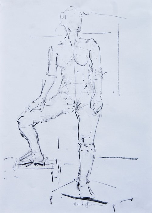 Nude Female Study  -Life Drawing No 316 by Ian McKay