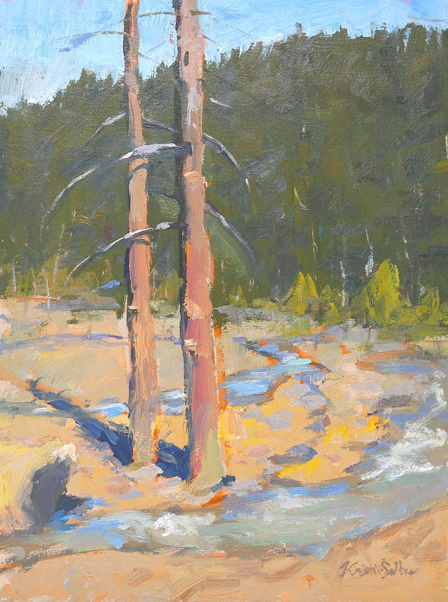 Impressionistic Landscape Oil Painting By Kristina Sellers, 9 X 12", Slow Dance, Original Artwork