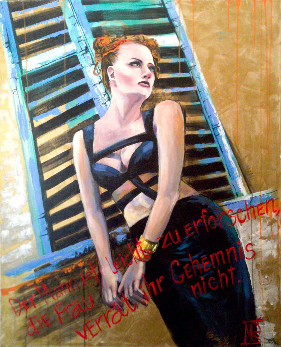 Expressive Portrait Acrylic Painting By Maria Kireev, 35 X 43", Lady By The Window, Original Artwork
