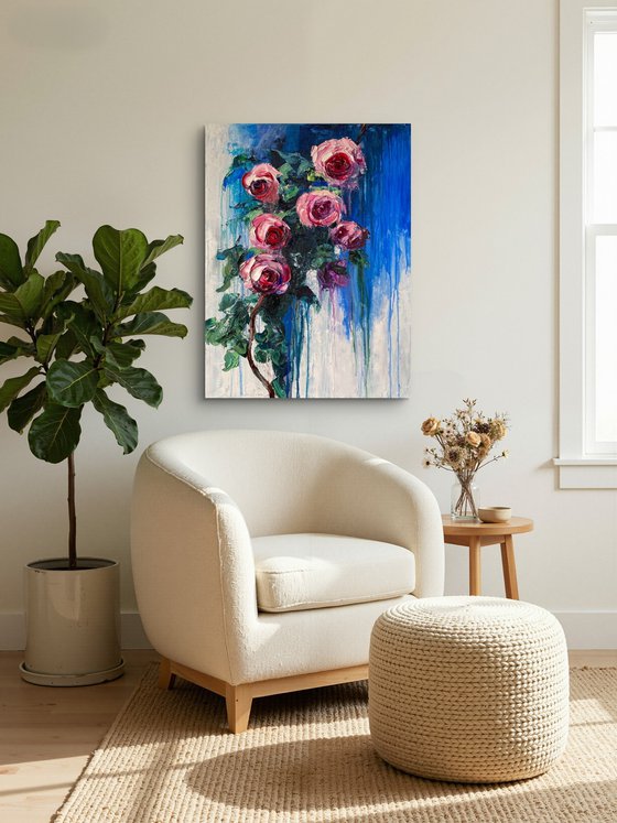 Flowing Roses in Blue II
