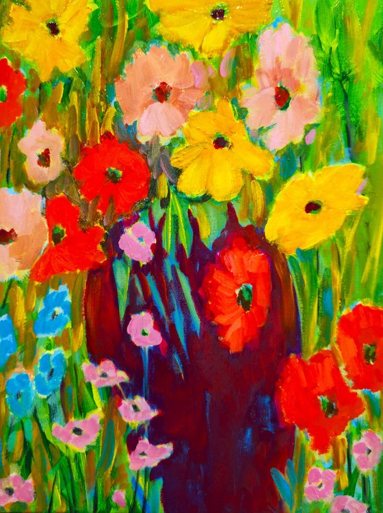 Vase between Flowers.