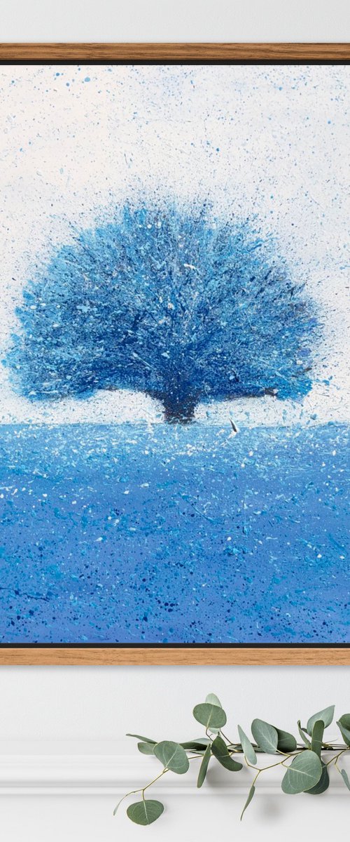 Four seasons.Winter, abstract tree painting on canvas 50-50cm by Volodymyr Smoliak