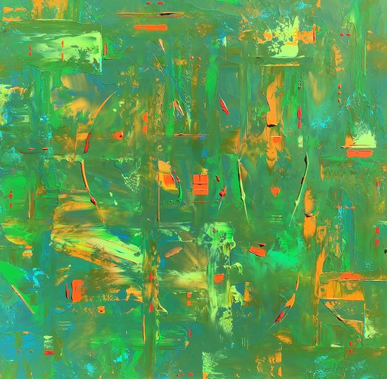 Vibrant Green Blue Orange Abstract