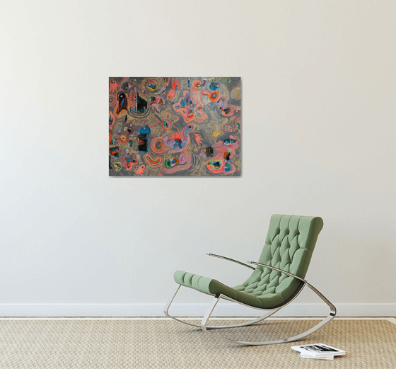 Abstract Composition with Yellow and Grey