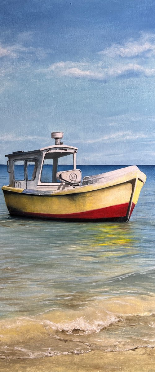 Ship on the shore by Nataliia Kozlova