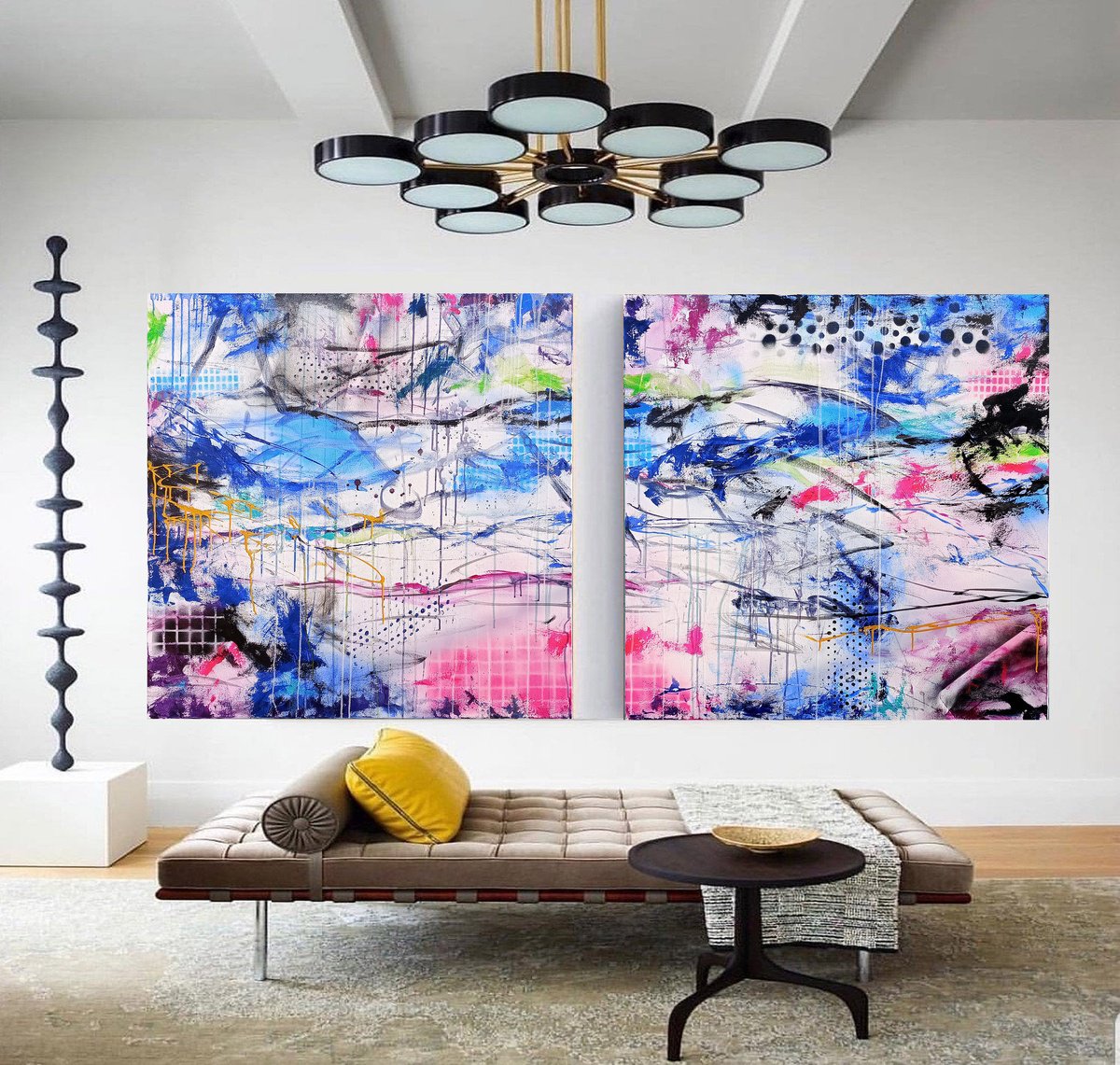 Organic Abstract Painting By Susan Wooler, 79 X 39", The Other Side Of Me, Original Artwork