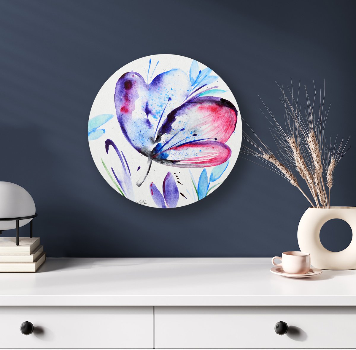 Abstract Botanical Drawing By Milena Gaytandzhieva, 12 X 12", Flower Impression 4, Original Artwork