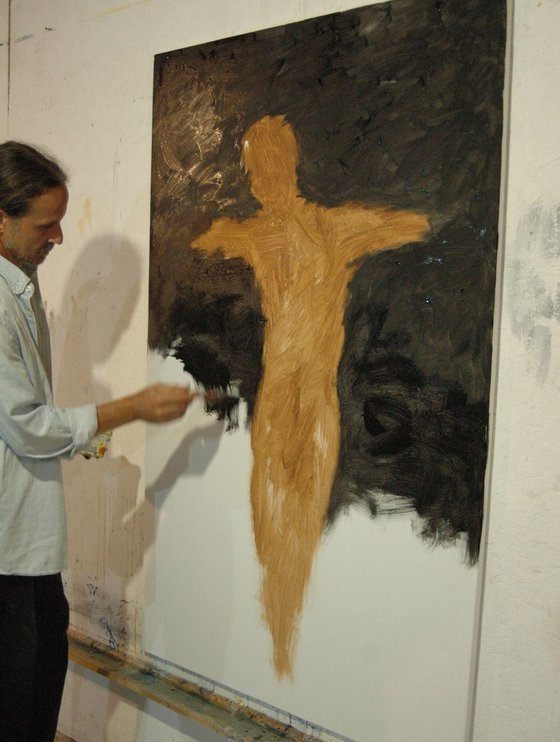 "Crucifix". XLarge figurative abstract. 150 x 100 cm.