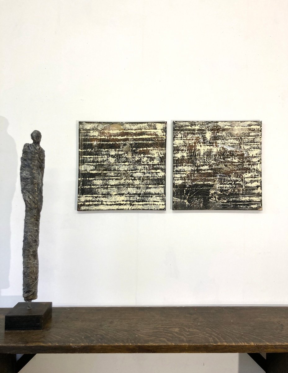 Abstract Acrylic Painting By Jutta Rika Bressem, 31 X 16", Earth Stratification V + Vi, Original Artwork