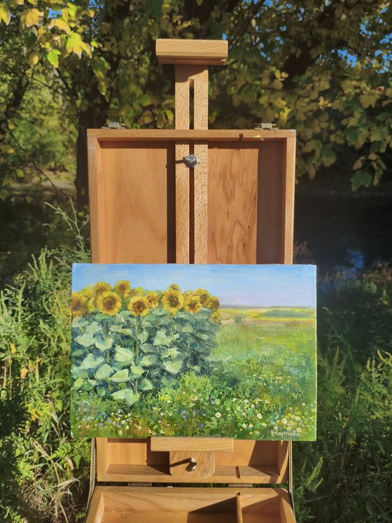 Landscape with sunflowers