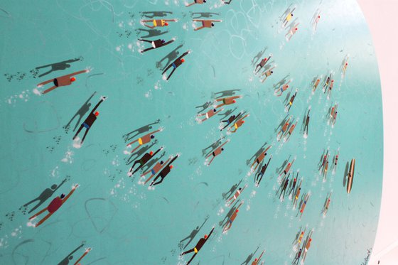 Swimmers 178 in Crater Lake Oregon turquoise water