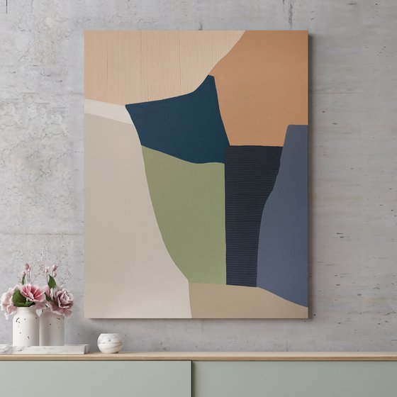 "Slope" Abstract blue orange green art